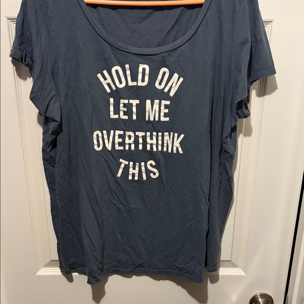 torrid Blue Scoop Neck Graphic Tee with White Text